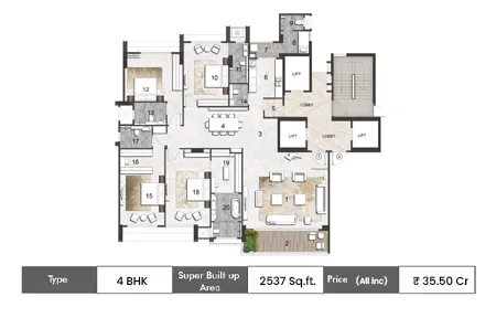 4 BHK-2537 SqFt